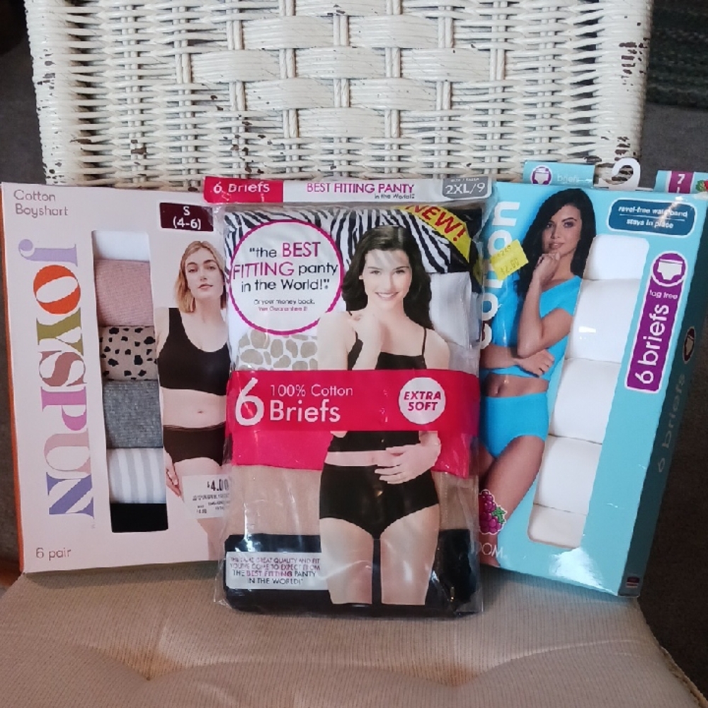 3  packages of women's cotton briefs/boyshorts - various sizes & colors